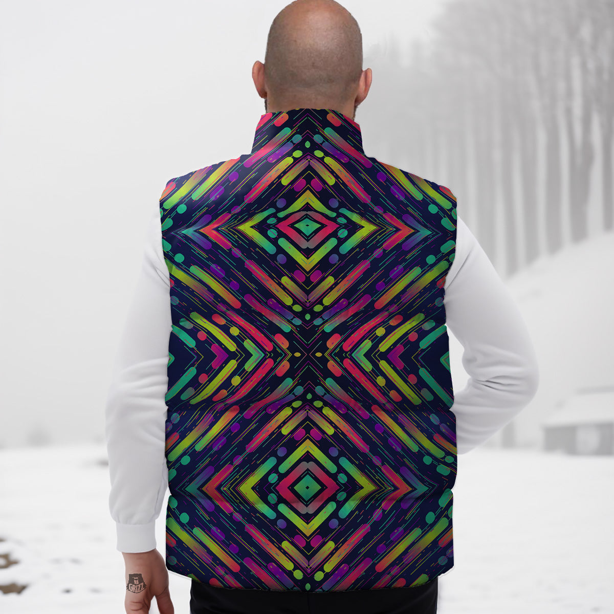 Apple Red Pattern Print Down Vest-grizzshop