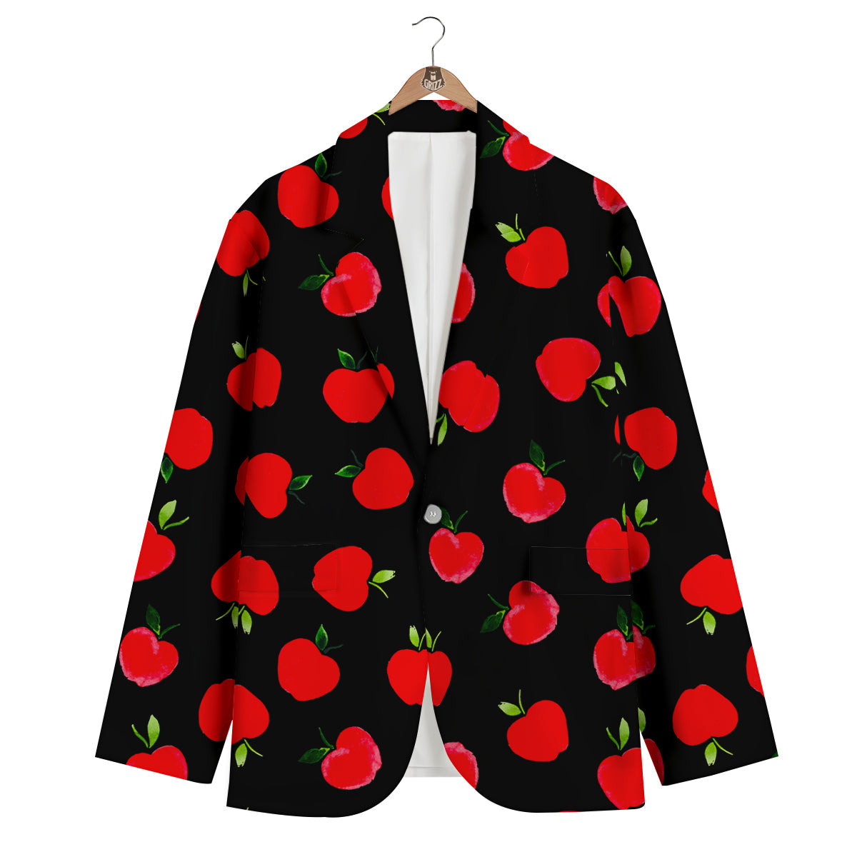 Apple Red Pattern Print Men's Blazer-grizzshop