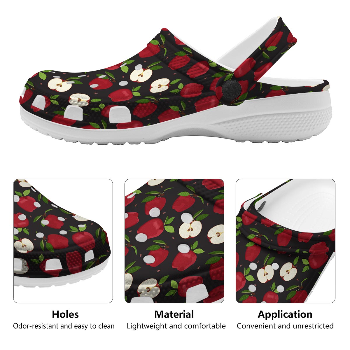 Apple Red Print Pattern Clog-grizzshop