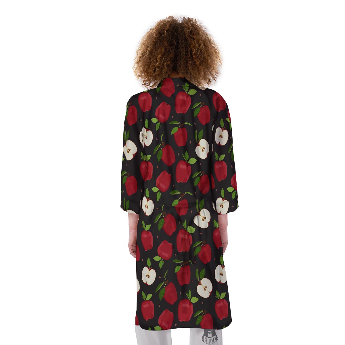 Apple Red Print Pattern Kimono-grizzshop