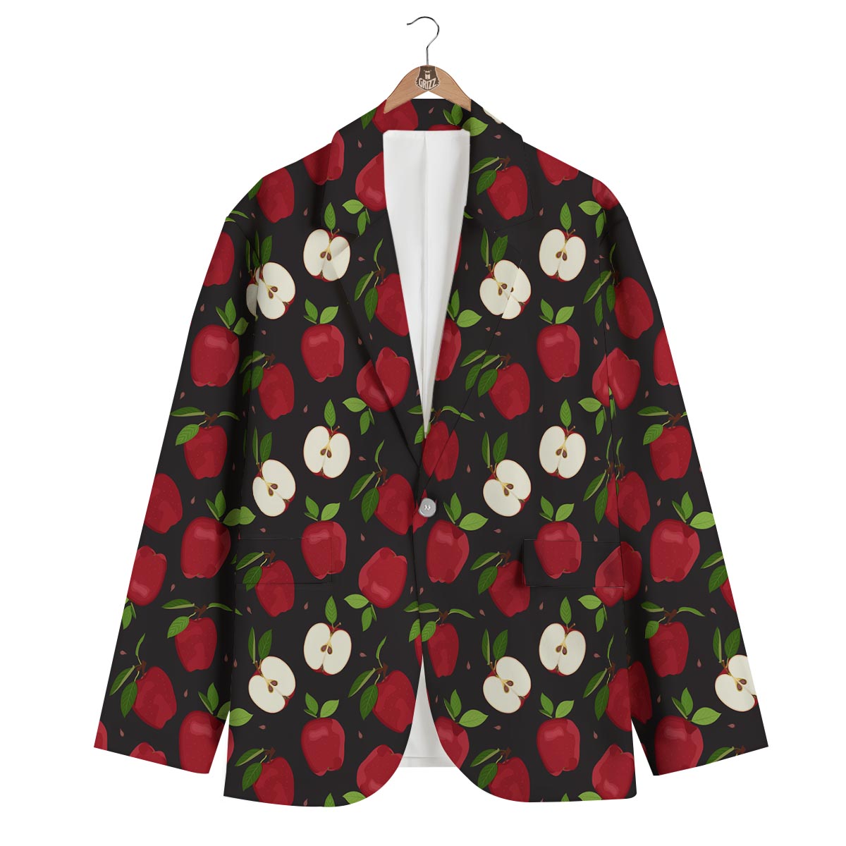 Apple Red Print Pattern Men's Blazer-grizzshop