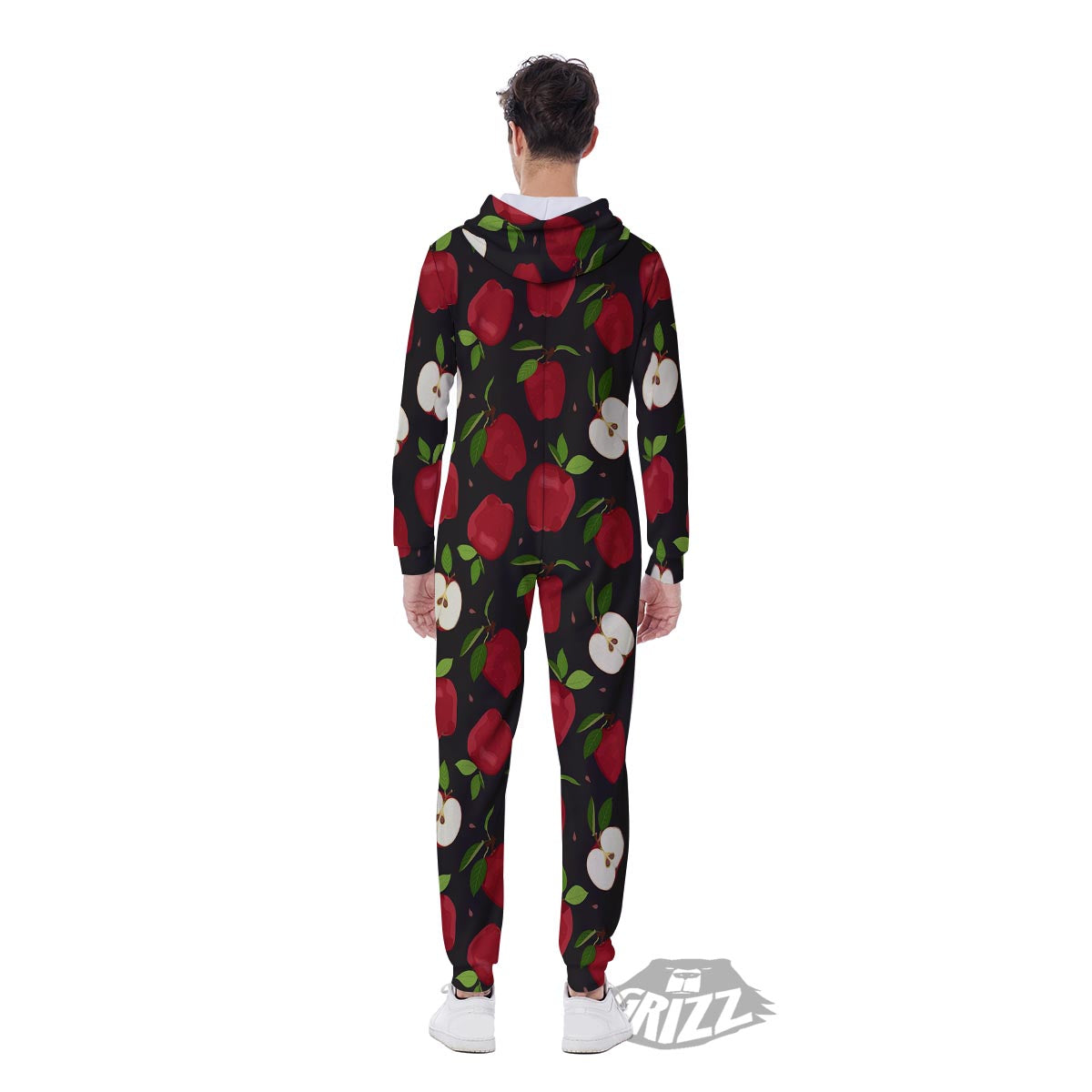 Apple Red Print Pattern Men's Jumpsuit-grizzshop