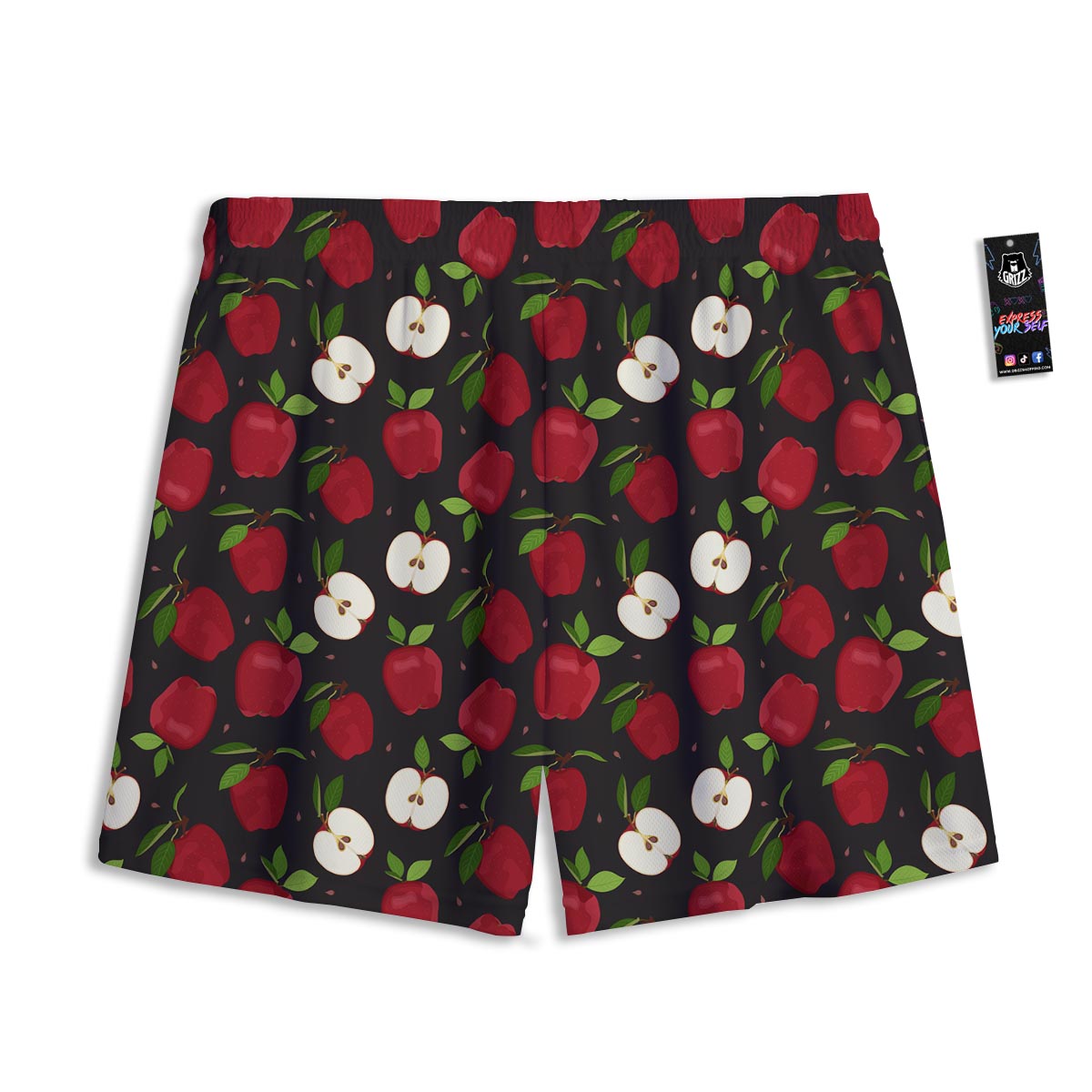 Apple Red Print Pattern Mesh Shorts-grizzshop
