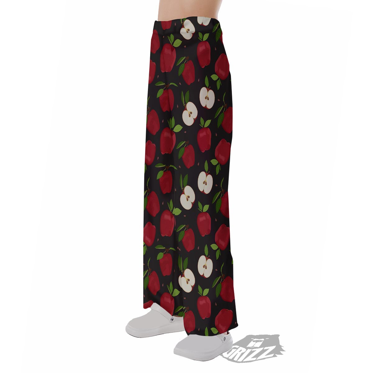 Apple Red Print Pattern Pajama Pants-grizzshop