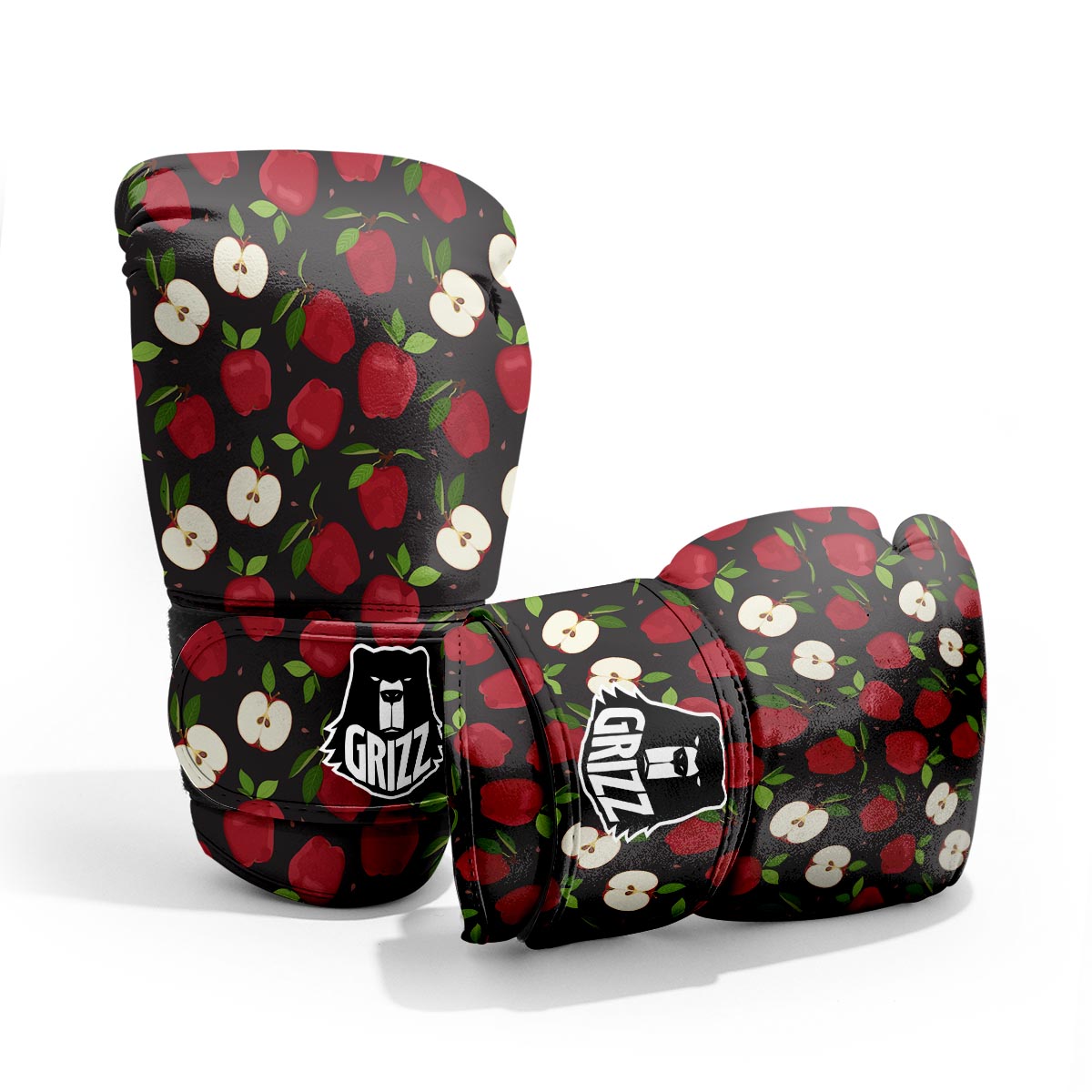 Apple Red Print Pattern Sparring Gloves-grizzshop