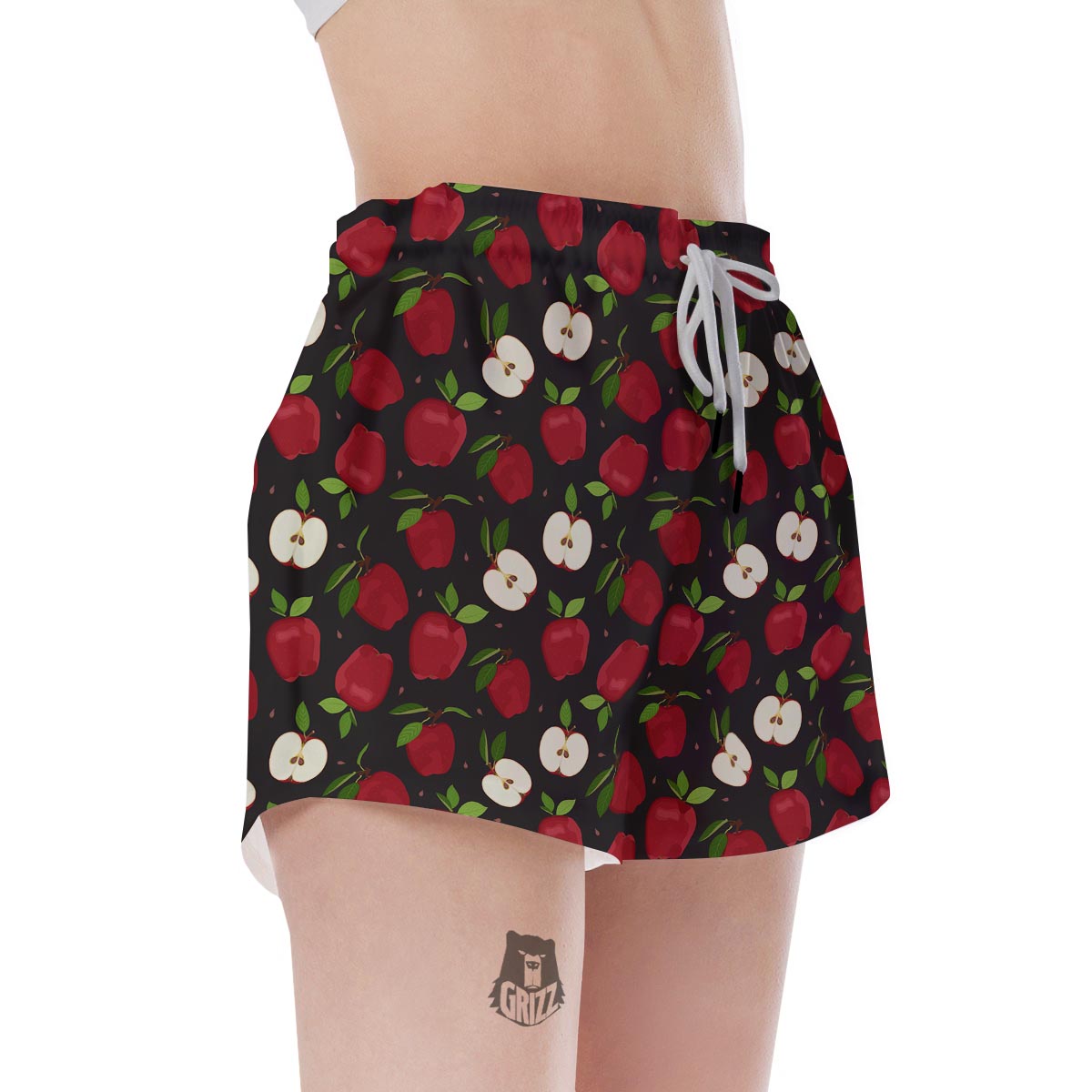 Apple Red Print Pattern Women's Shorts-grizzshop