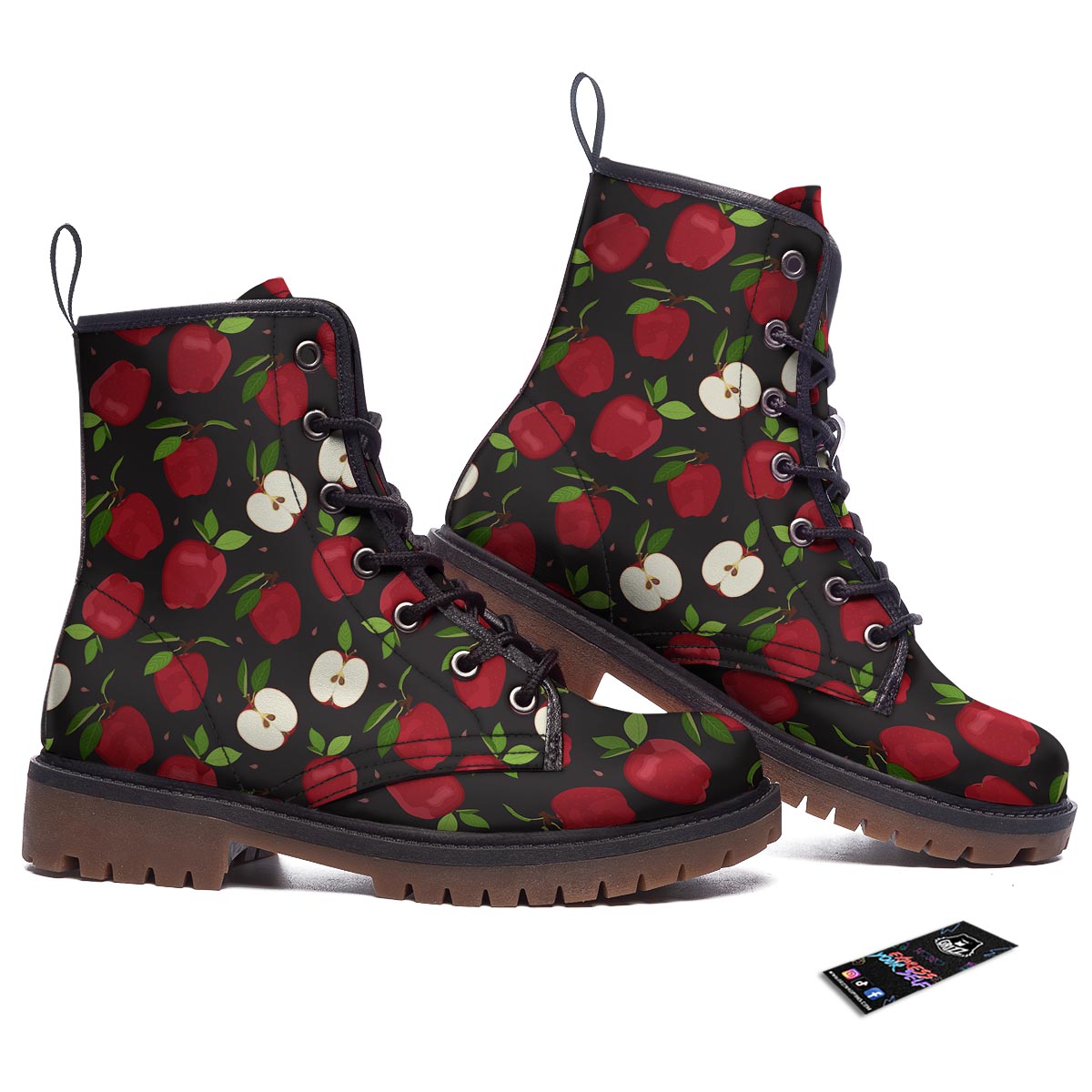 Apple Red Print Pattern Work Boots-grizzshop