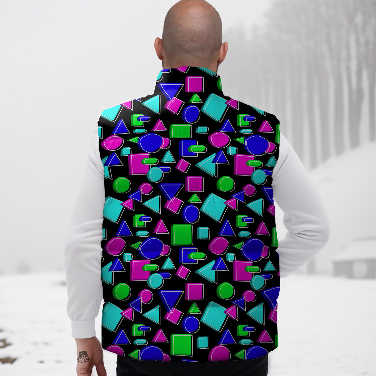 Apple Vintage Print Pattern Down Vest-grizzshop