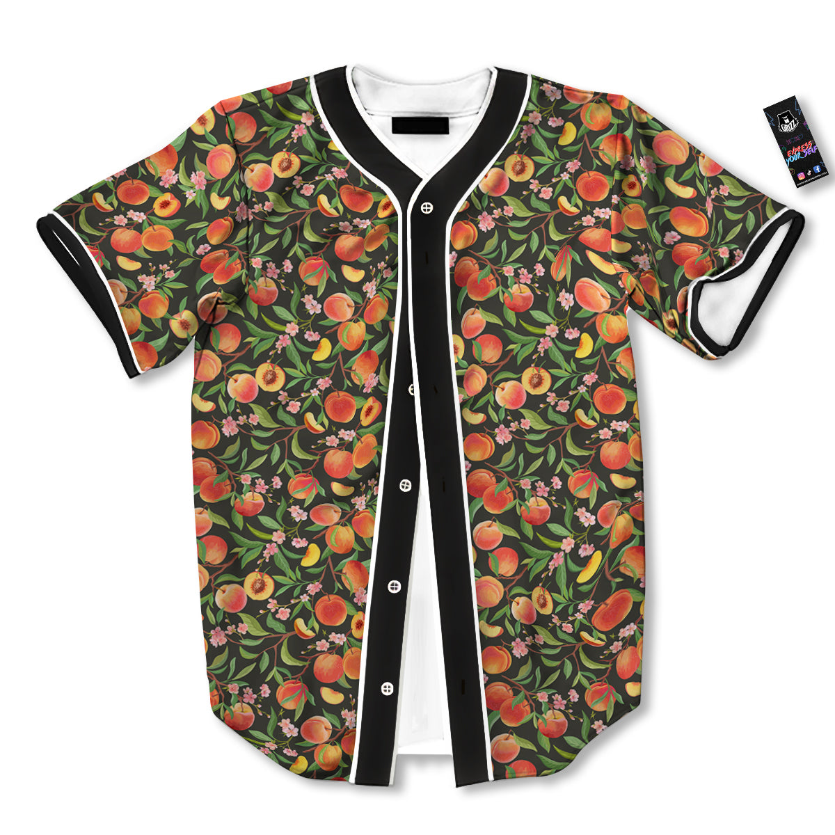 Apricot Print Pattern Baseball Jersey-grizzshop