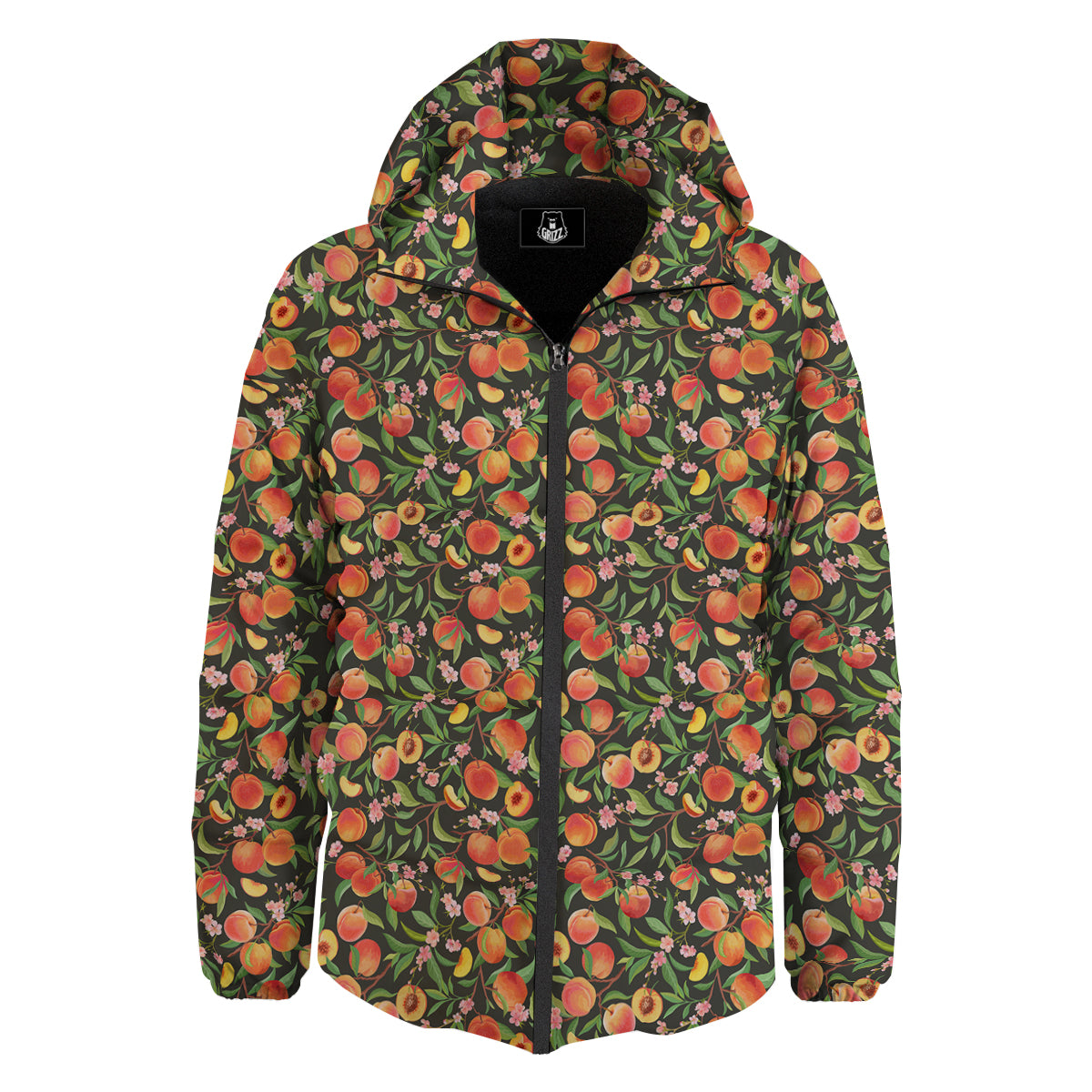 Apricot Print Pattern Down Jacket-grizzshop