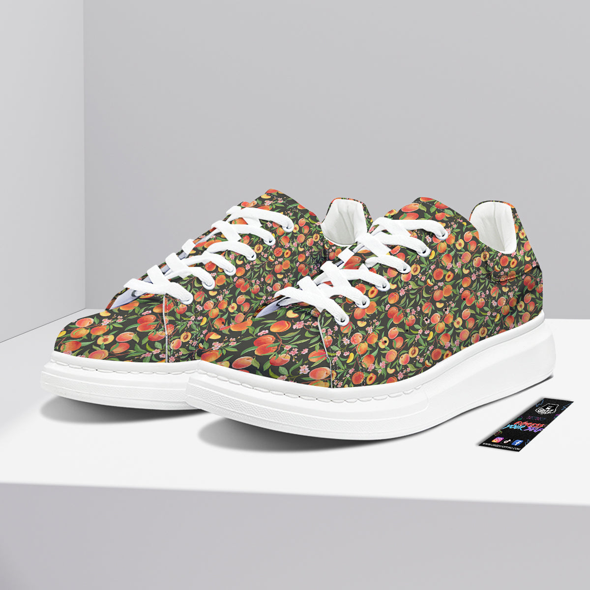Apricot Print Pattern Platform Shoes-grizzshop