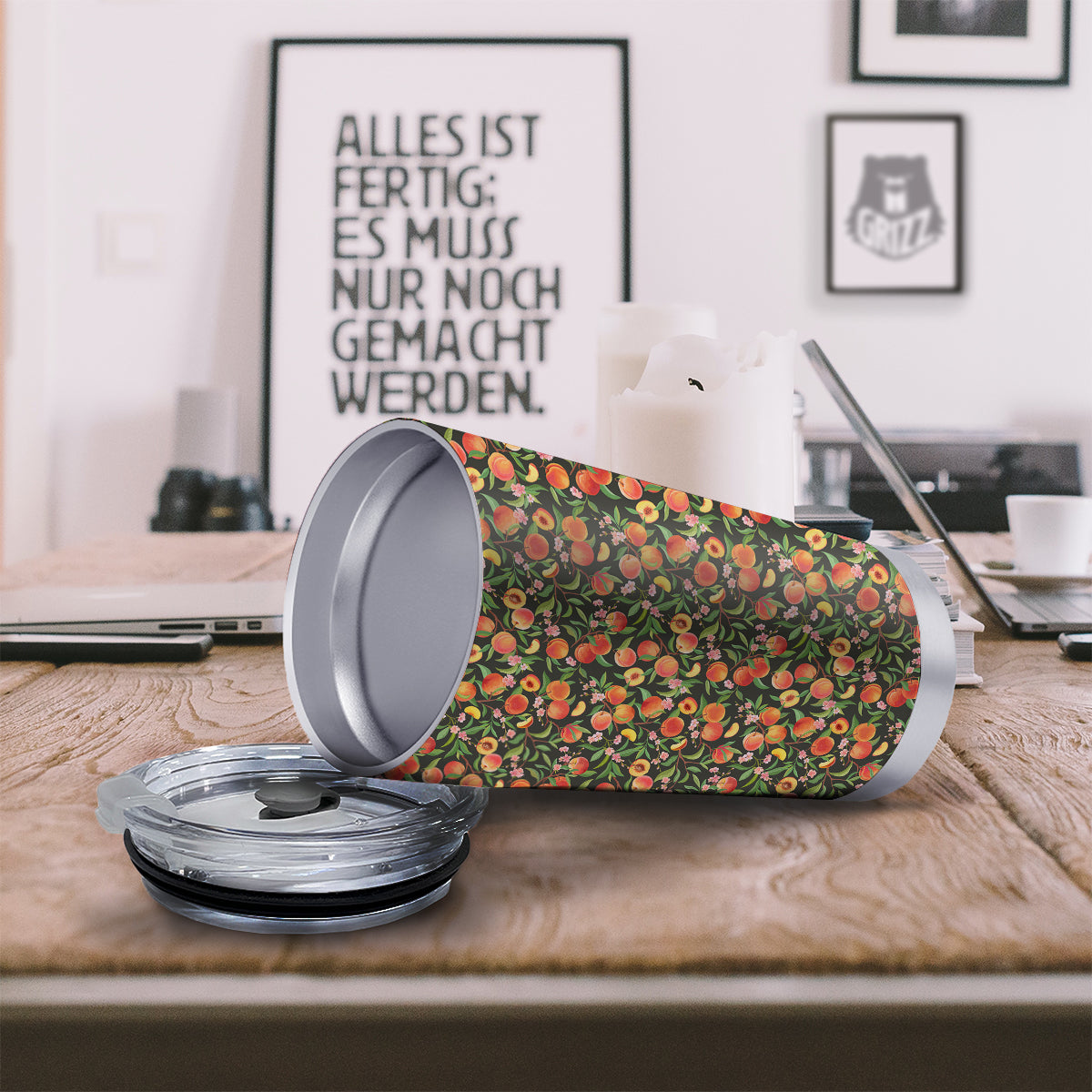 Apricot Print Pattern Tumbler-grizzshop