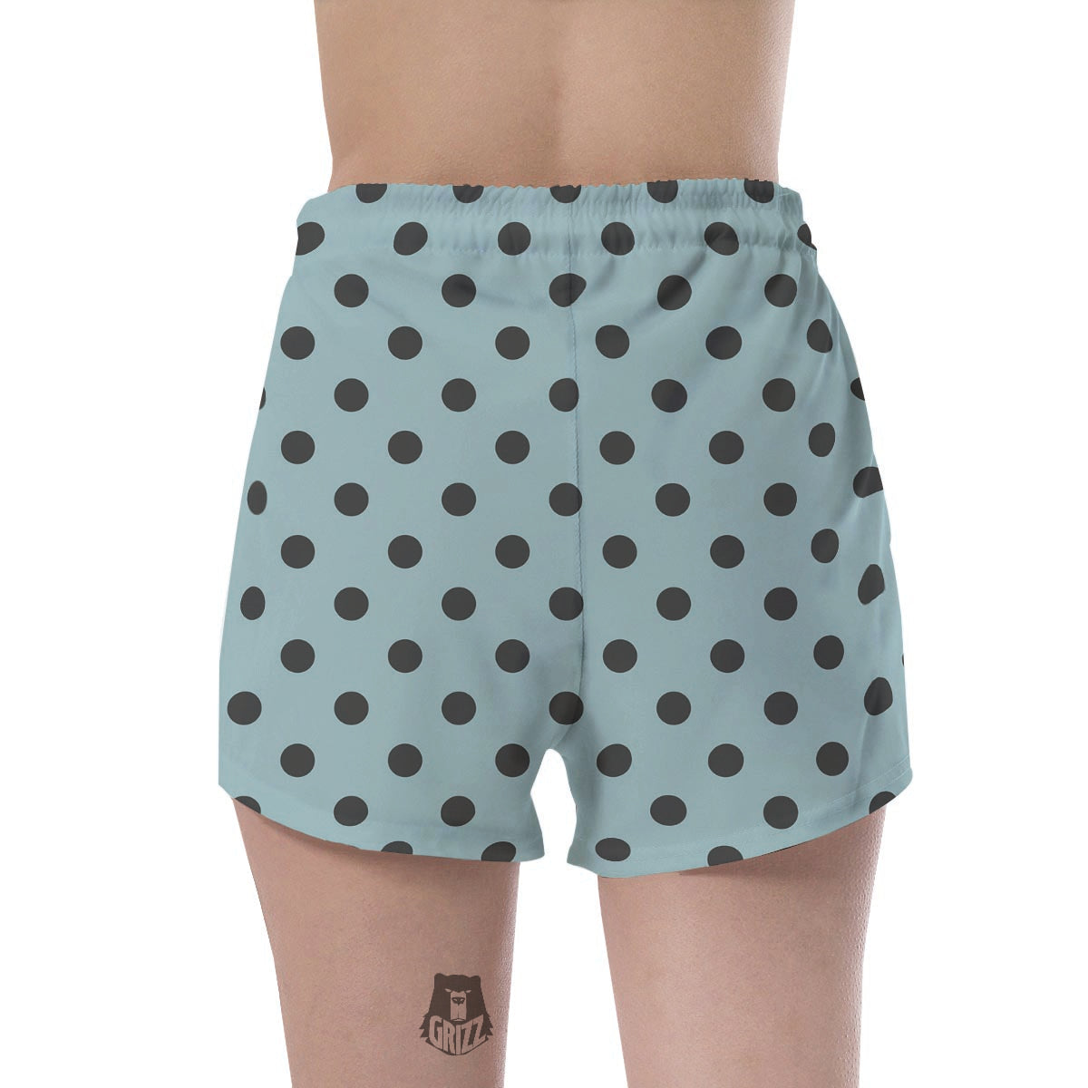 Aqua And Black Polka Dot Women's Shorts-grizzshop