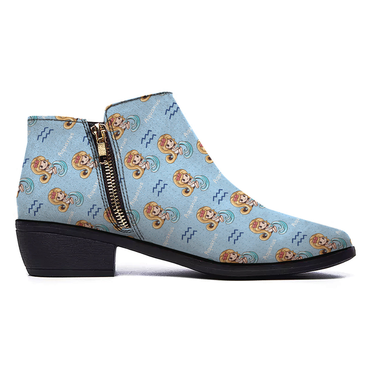Aquarius Cute Cartoon Print Pattern Ankle Boots-grizzshop
