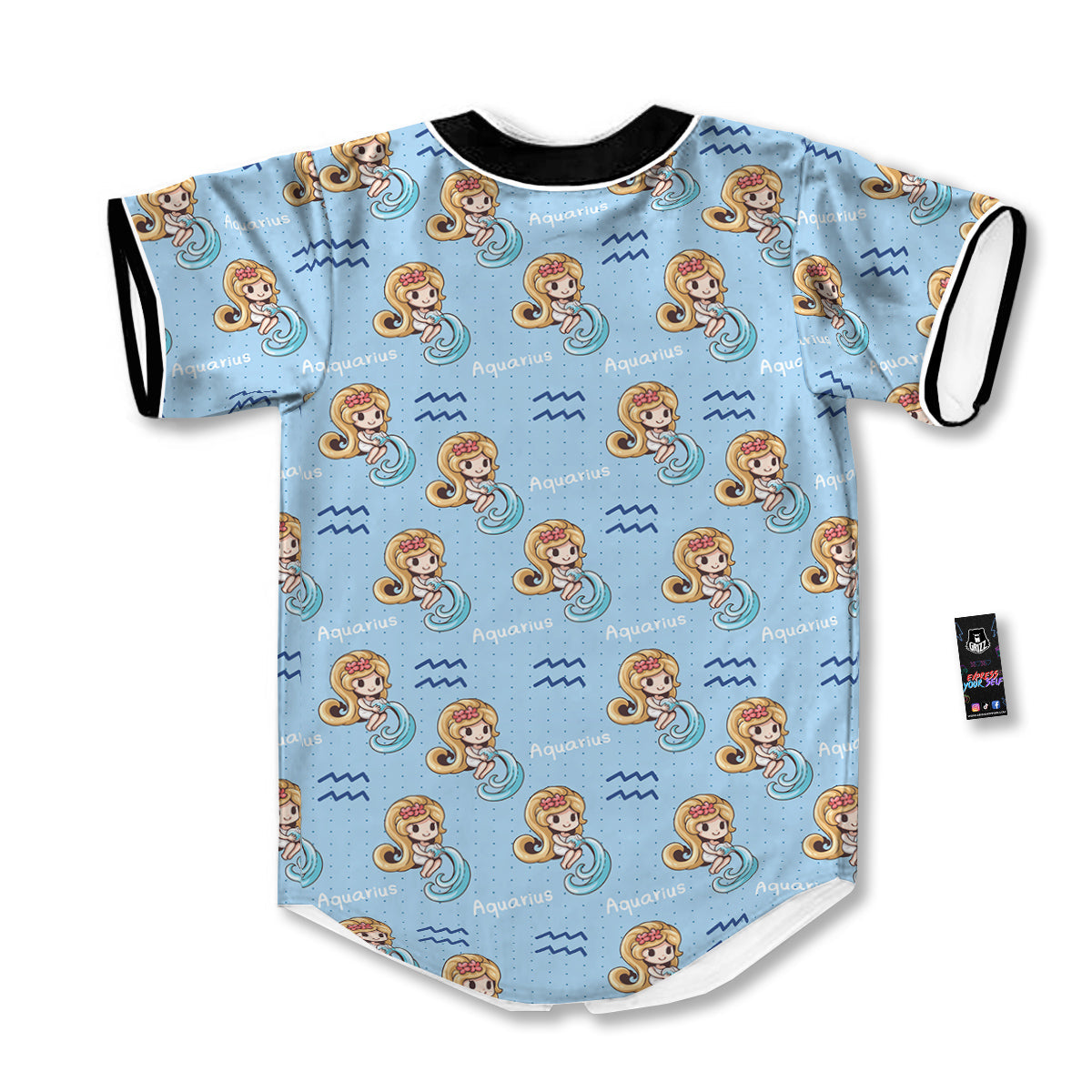 Aquarius Cute Cartoon Print Pattern Baseball Jersey-grizzshop