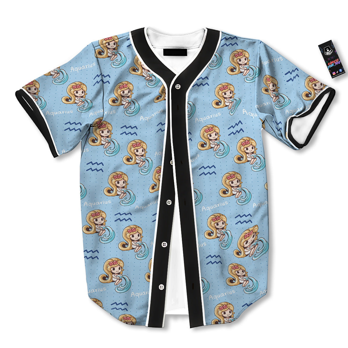 Aquarius Cute Cartoon Print Pattern Baseball Jersey-grizzshop