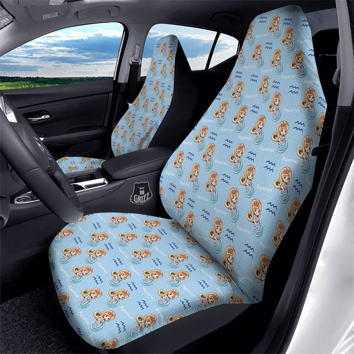 Aquarius Cute Cartoon Print Pattern Car Seat Covers-grizzshop