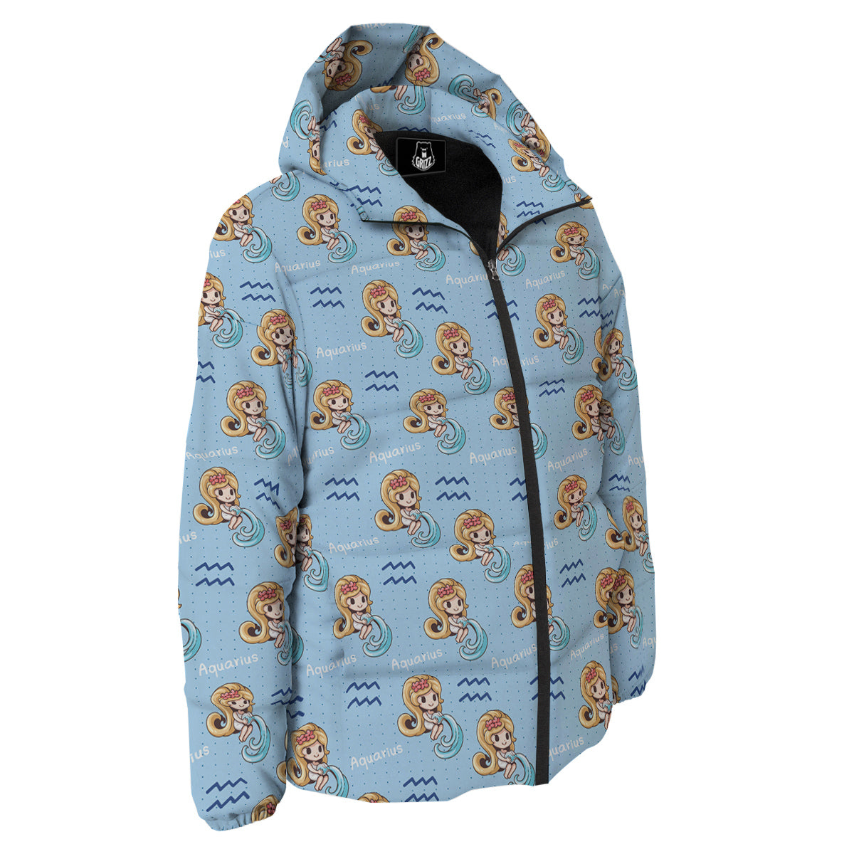 Aquarius Cute Cartoon Print Pattern Down Jacket-grizzshop