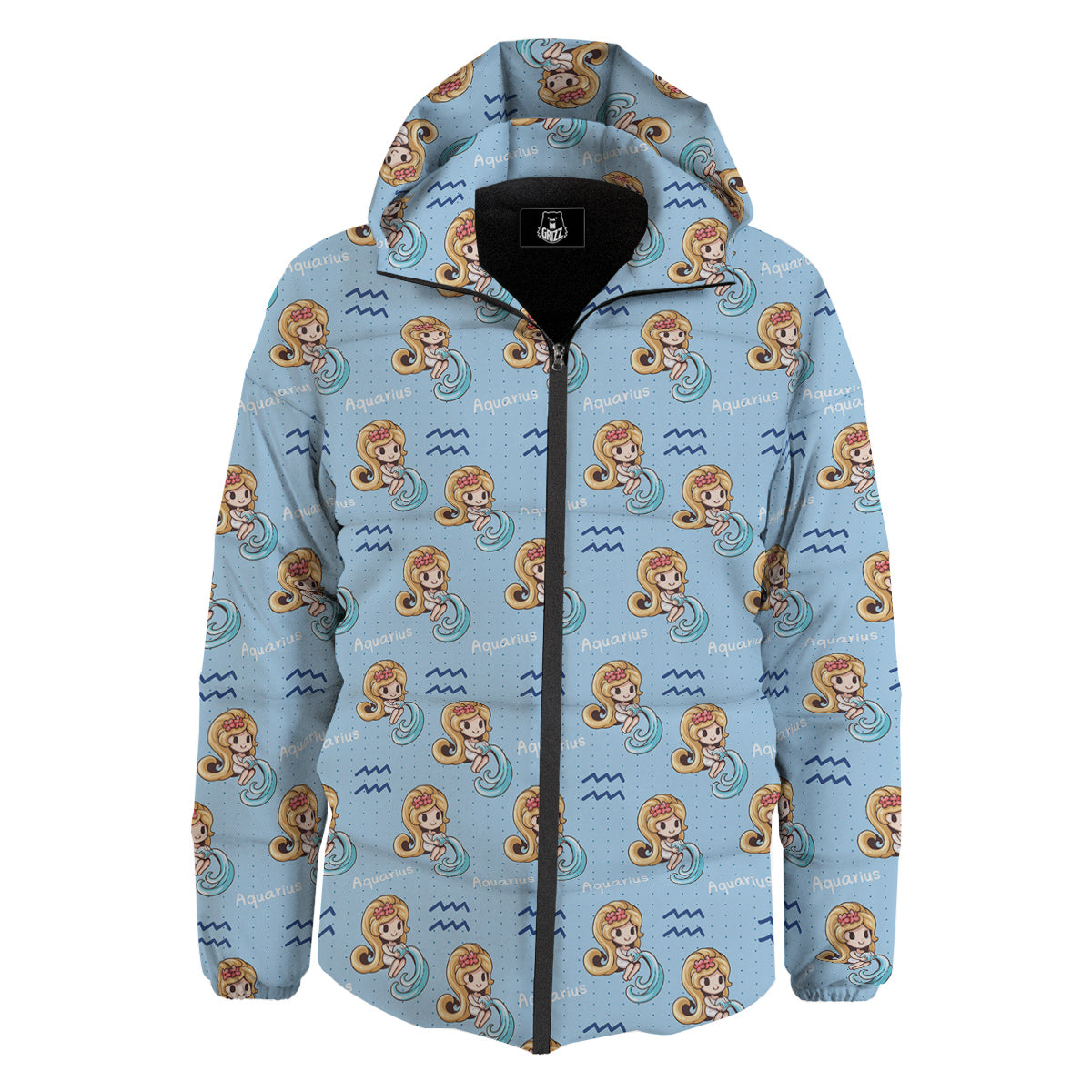 Aquarius Cute Cartoon Print Pattern Down Jacket-grizzshop