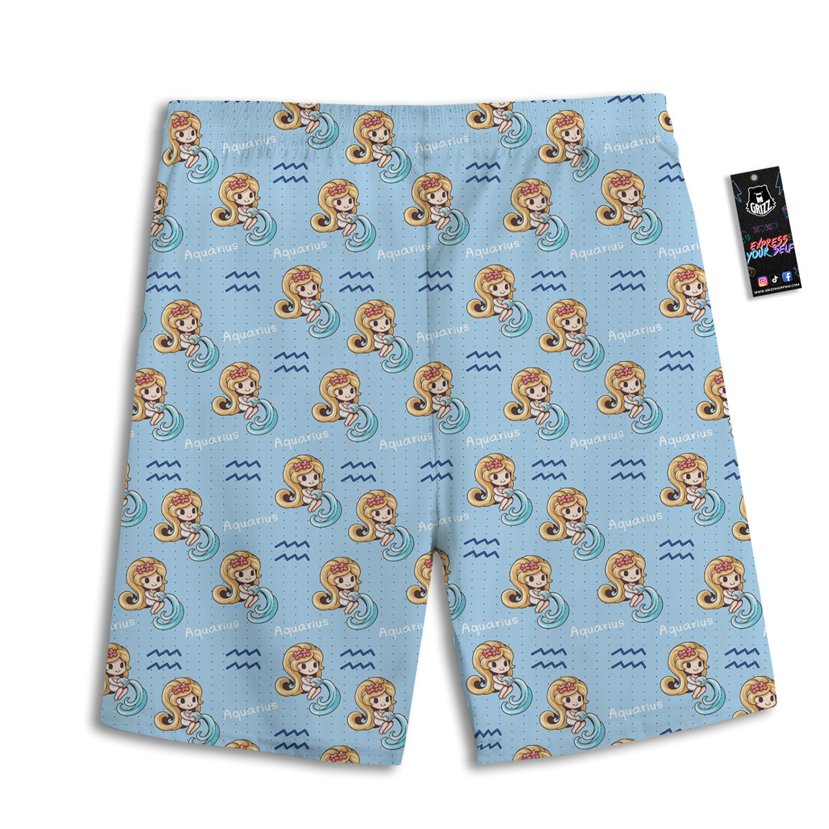 Aquarius Cute Cartoon Print Pattern Men's Athletic Shorts