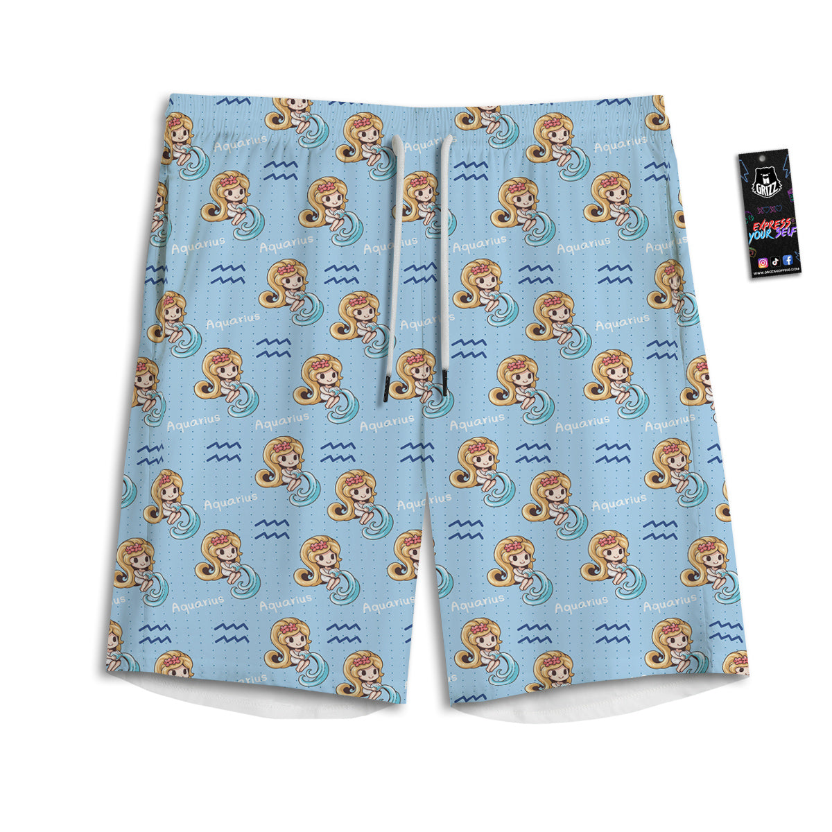 Aquarius Cute Cartoon Print Pattern Men's Athletic Shorts