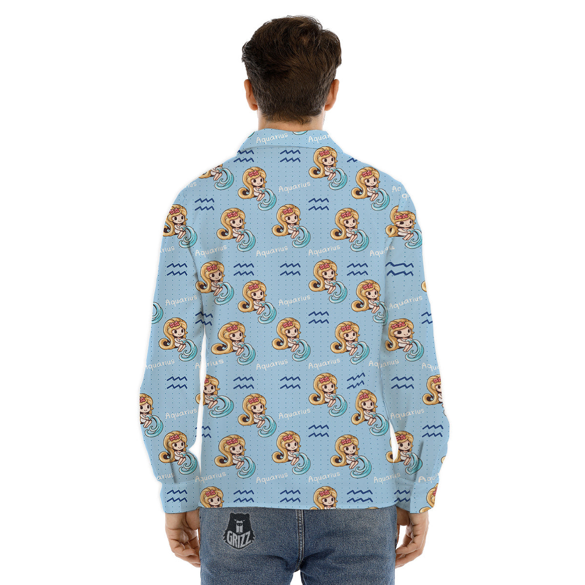 Aquarius Cute Cartoon Print Pattern Men's Dress Shirts-grizzshop