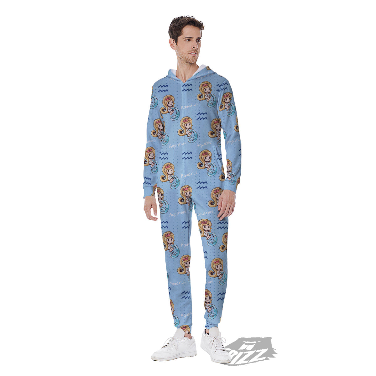 Aquarius Cute Cartoon Print Pattern Men's Jumpsuit-grizzshop