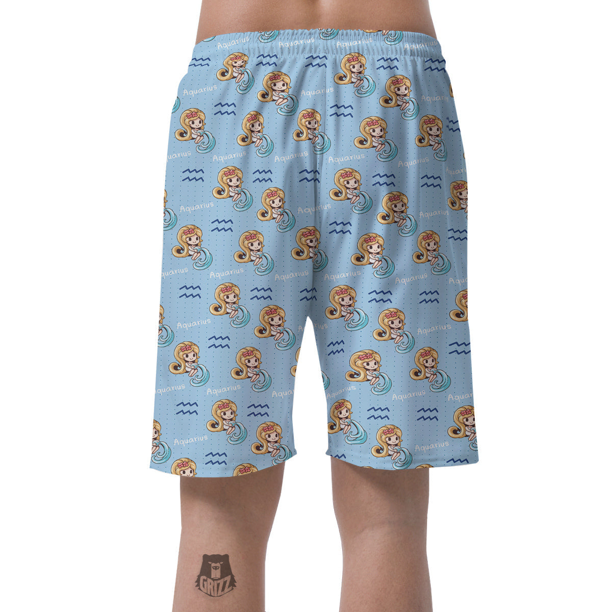 Aquarius Cute Cartoon Print Pattern Men's Shorts-grizzshop