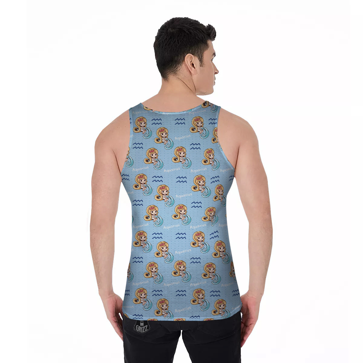 Aquarius Cute Cartoon Print Pattern Men's Tank Top-grizzshop