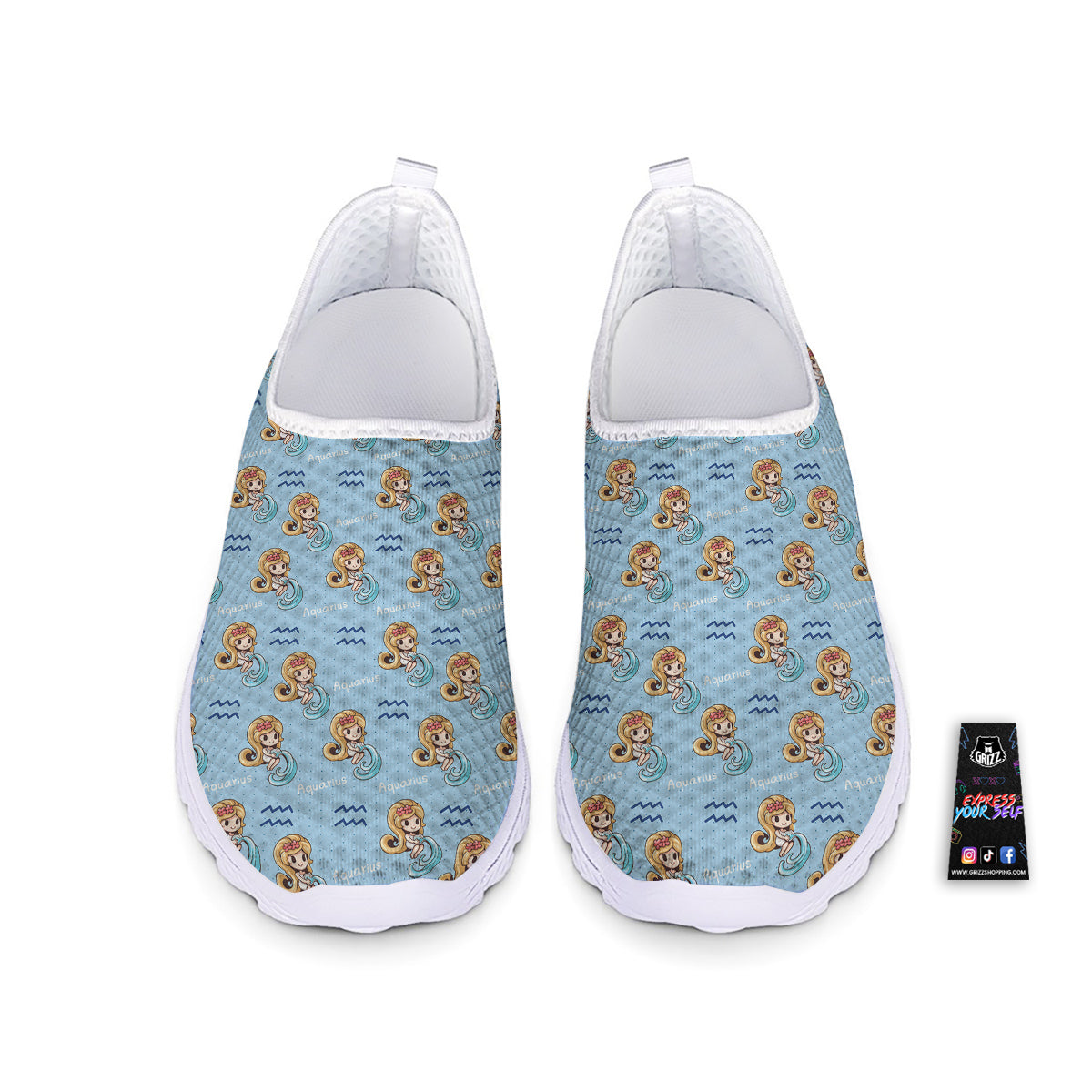 Aquarius Cute Cartoon Print Pattern Nurse Shoes-grizzshop