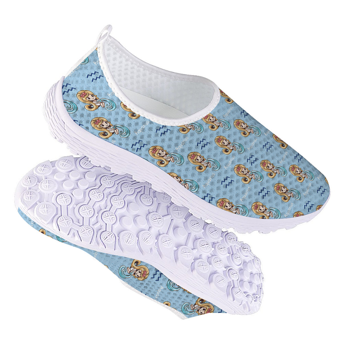 Aquarius Cute Cartoon Print Pattern Nurse Shoes-grizzshop