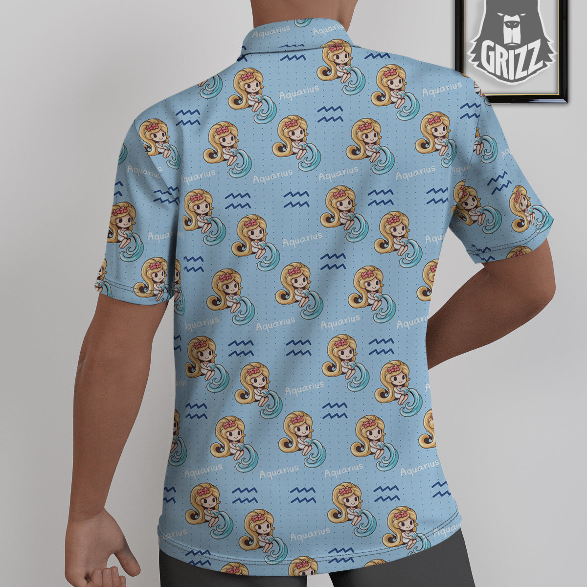 Aquarius Cute Cartoon Print Pattern Untucked Shirts-grizzshop