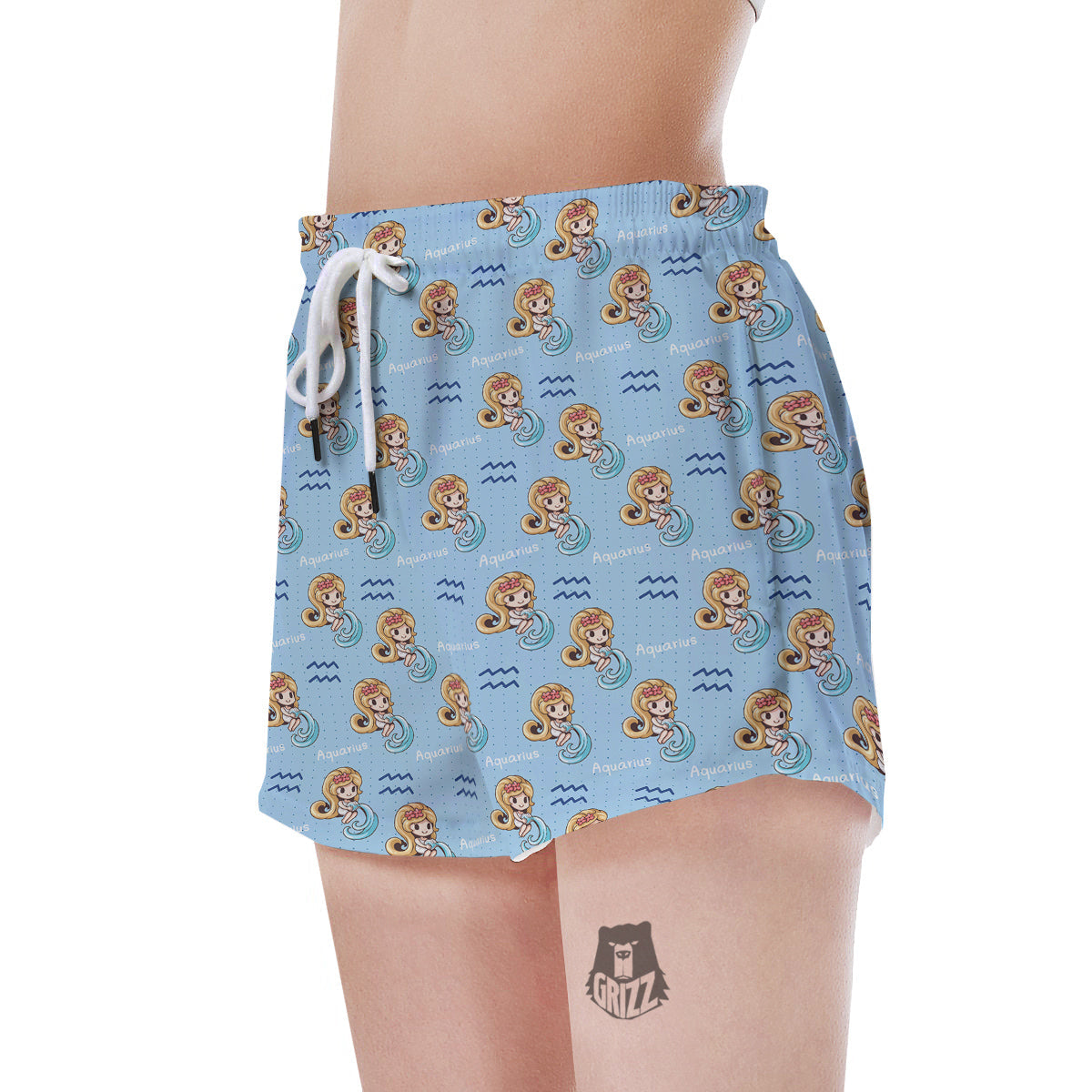 Aquarius Cute Cartoon Print Pattern Women's Shorts-grizzshop