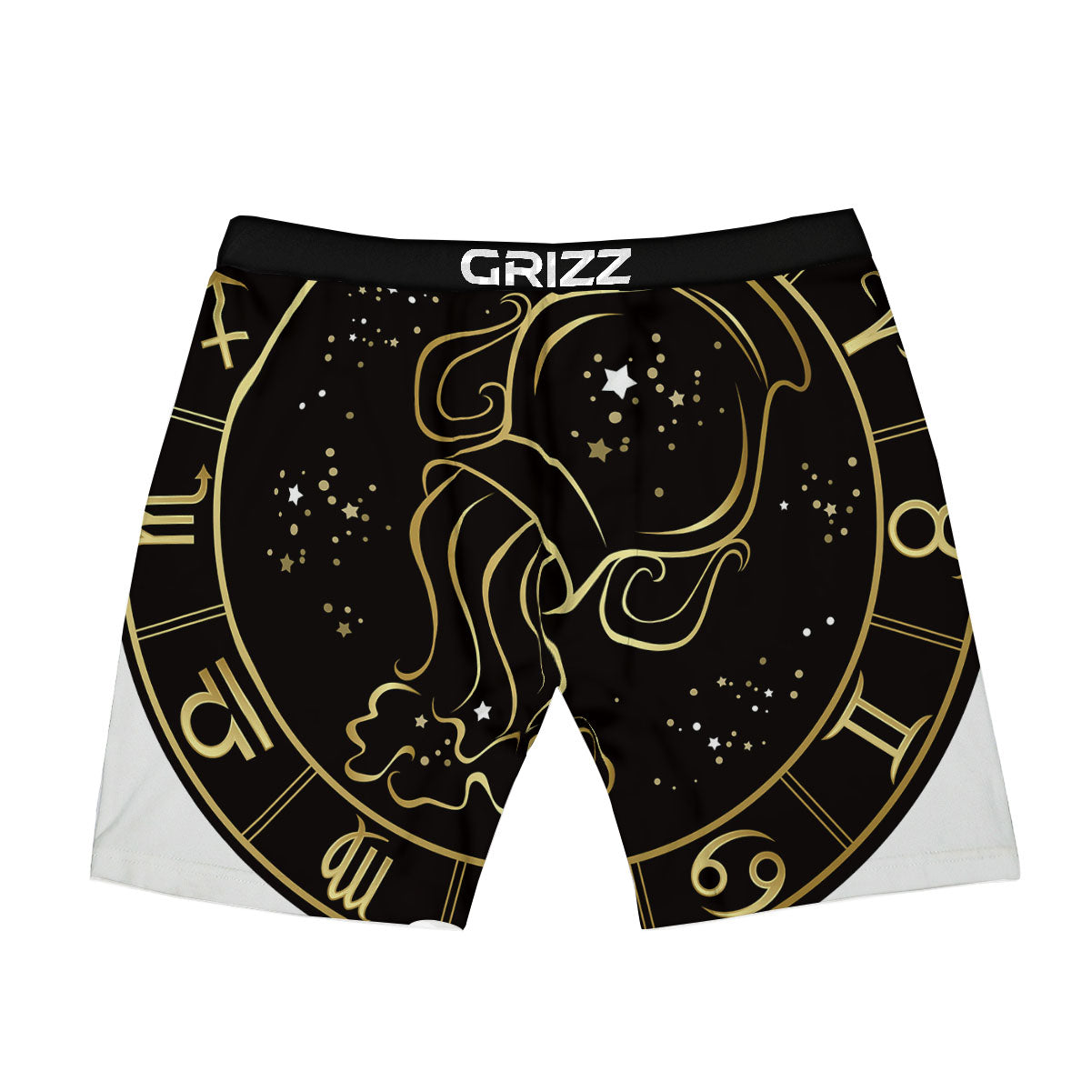 Aquarius Sign Black And Gold Print Boxer Briefs-grizzshop