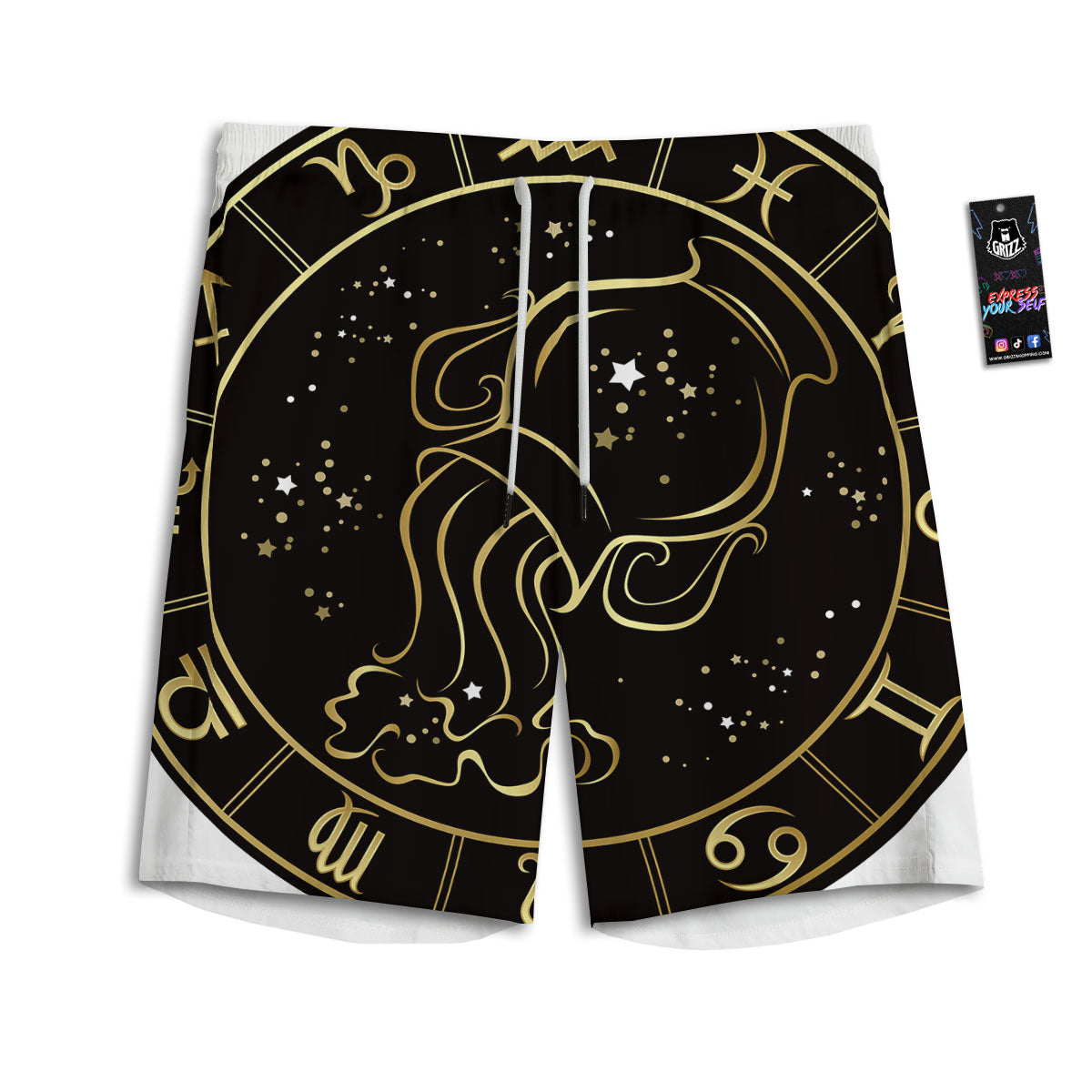 Argyle Black And Orange Print Men's Athletic Shorts