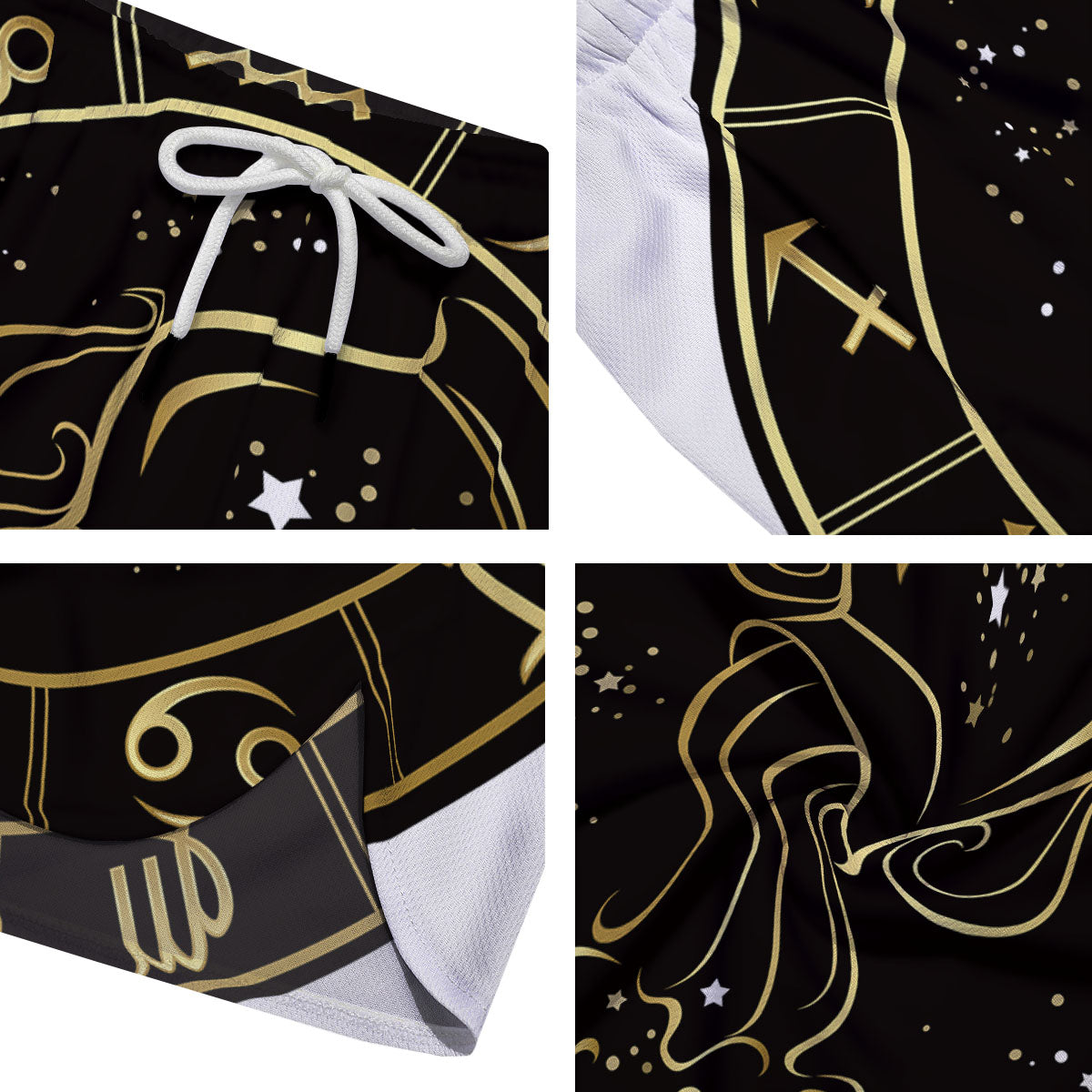 Aquarius Sign Black And Gold Print Men's Running Shorts-grizzshop