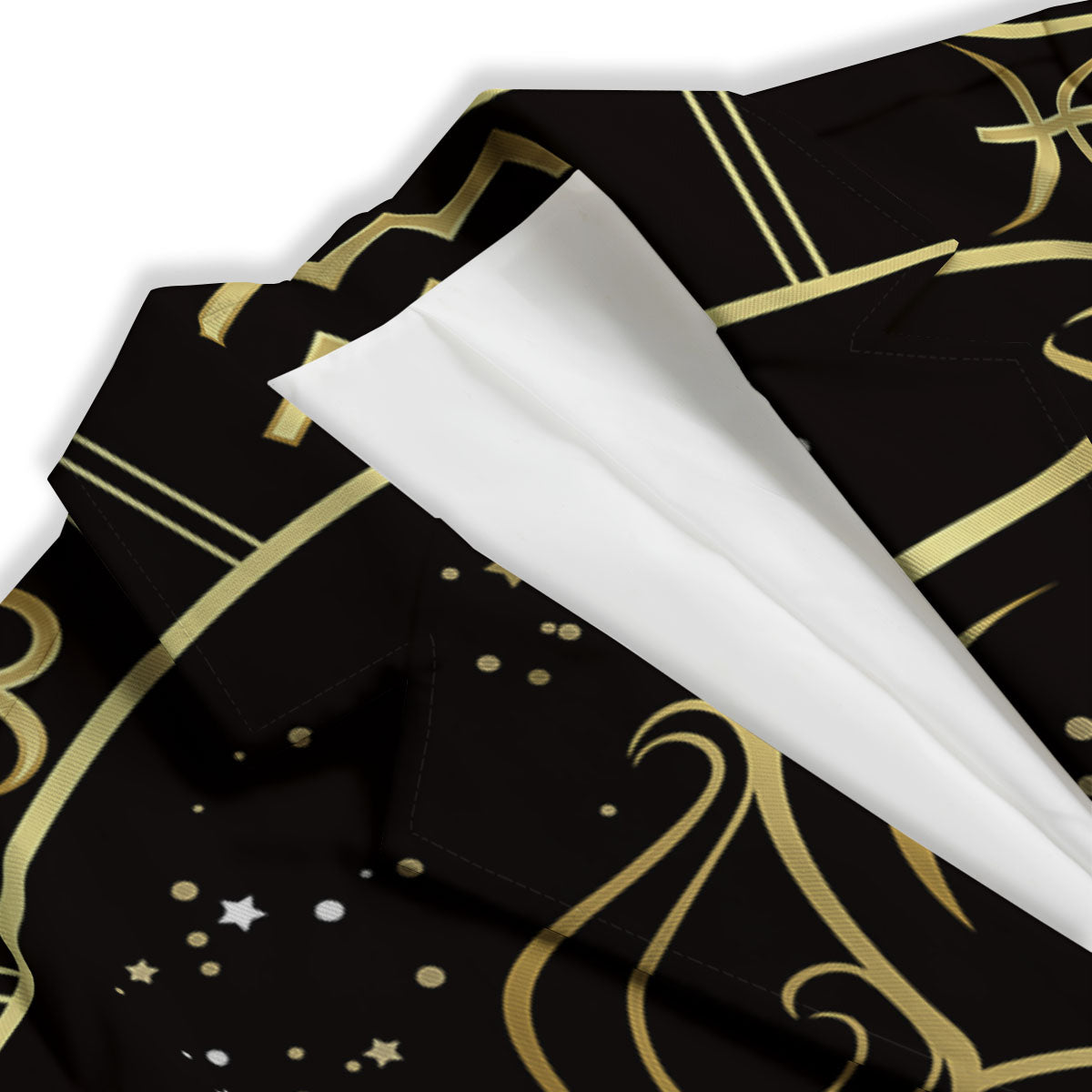 Aquarius Sign Black And Gold Print Women's Blazer-grizzshop