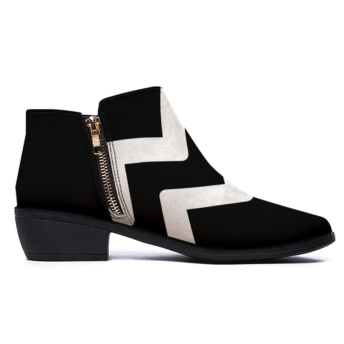 Aquarius Sign White And Black Print Ankle Boots-grizzshop