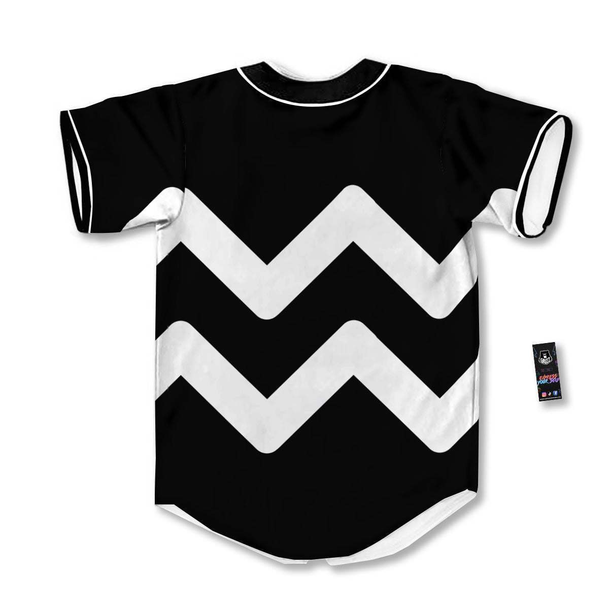 Aquarius Sign White And Black Print Baseball Jersey-grizzshop