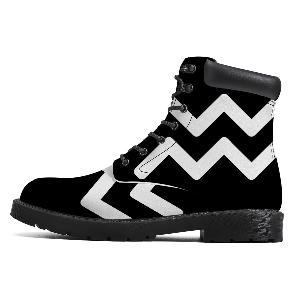Aquarius Sign White And Black Print Boots-grizzshop