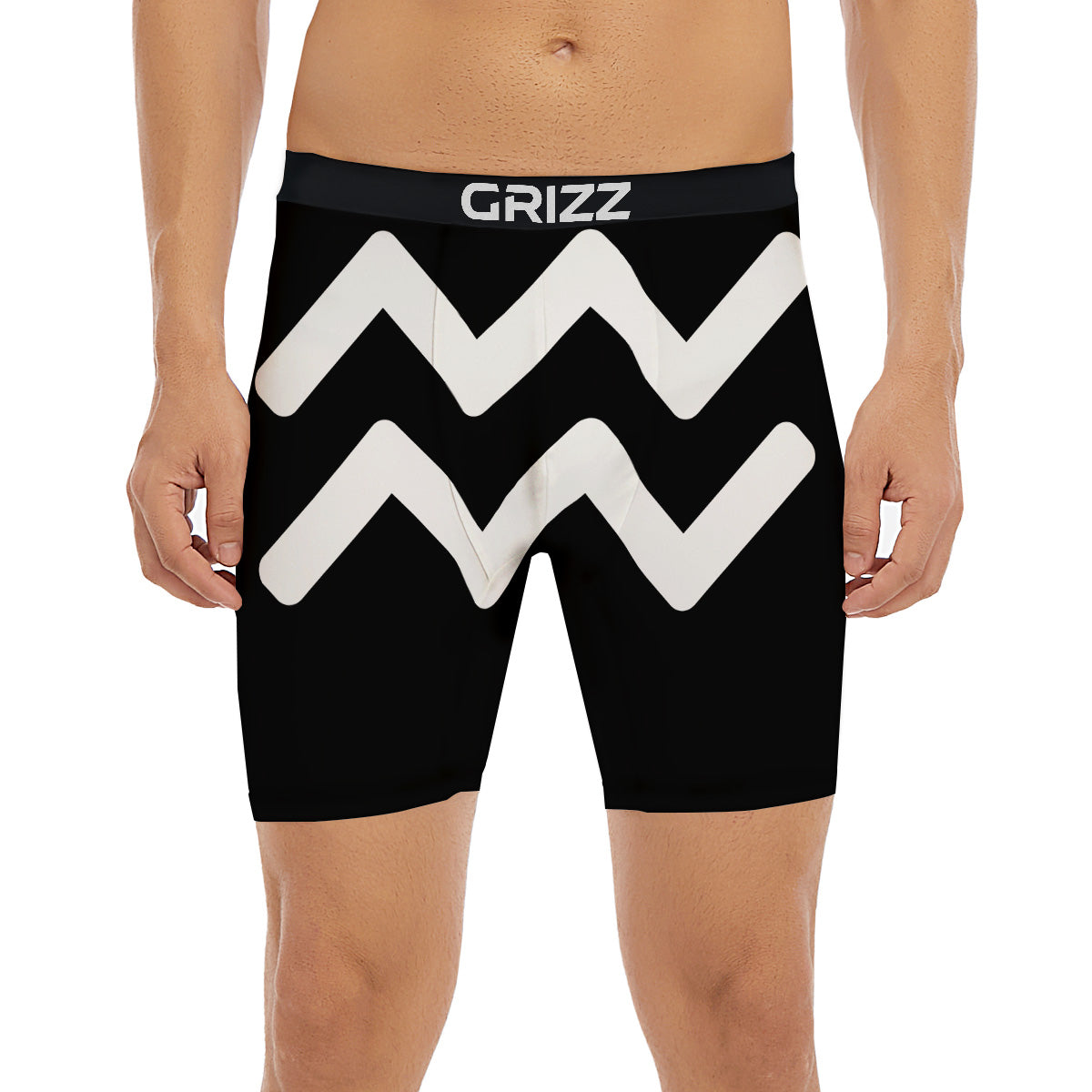 Aquarius Sign White And Black Print Boxer Briefs-grizzshop