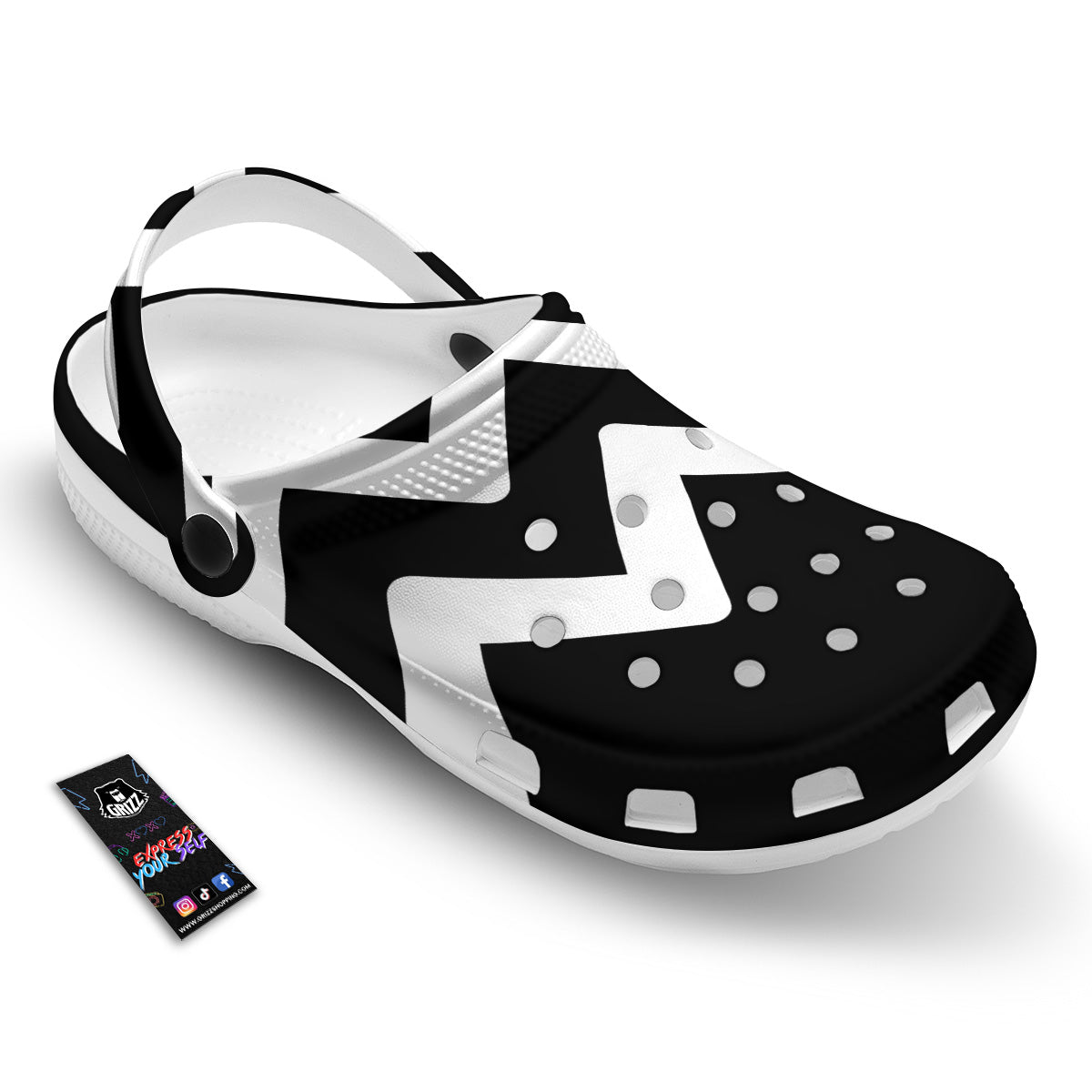 Aquarius Sign White And Black Print Clog-grizzshop