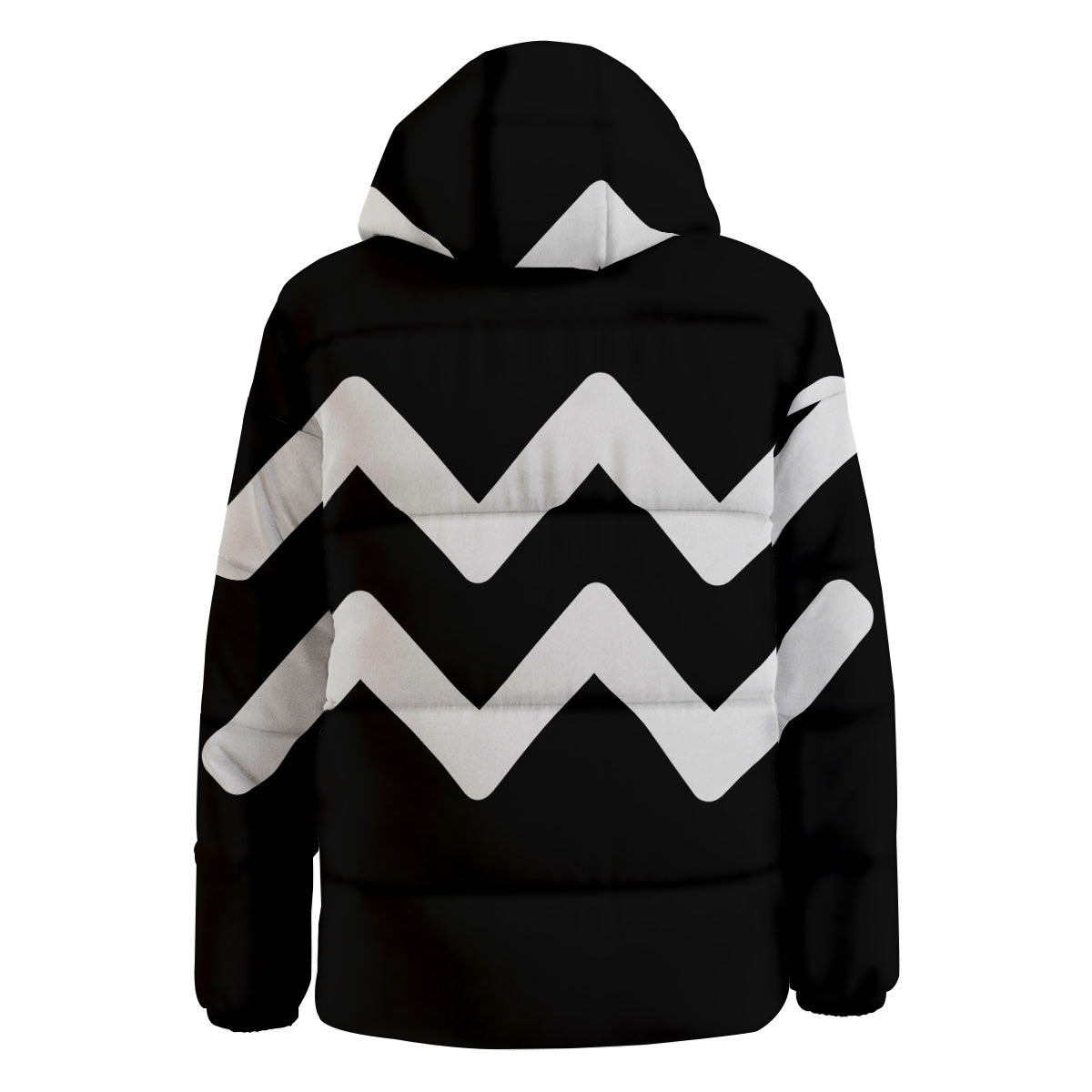 Aquarius Sign White And Black Print Down Jacket-grizzshop