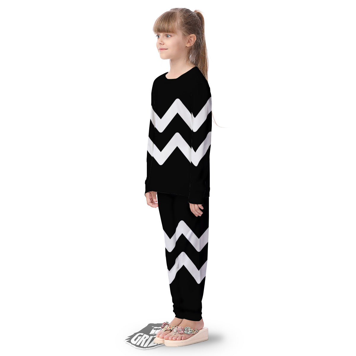 Aquarius Sign White And Black Print Kid's Pajamas-grizzshop