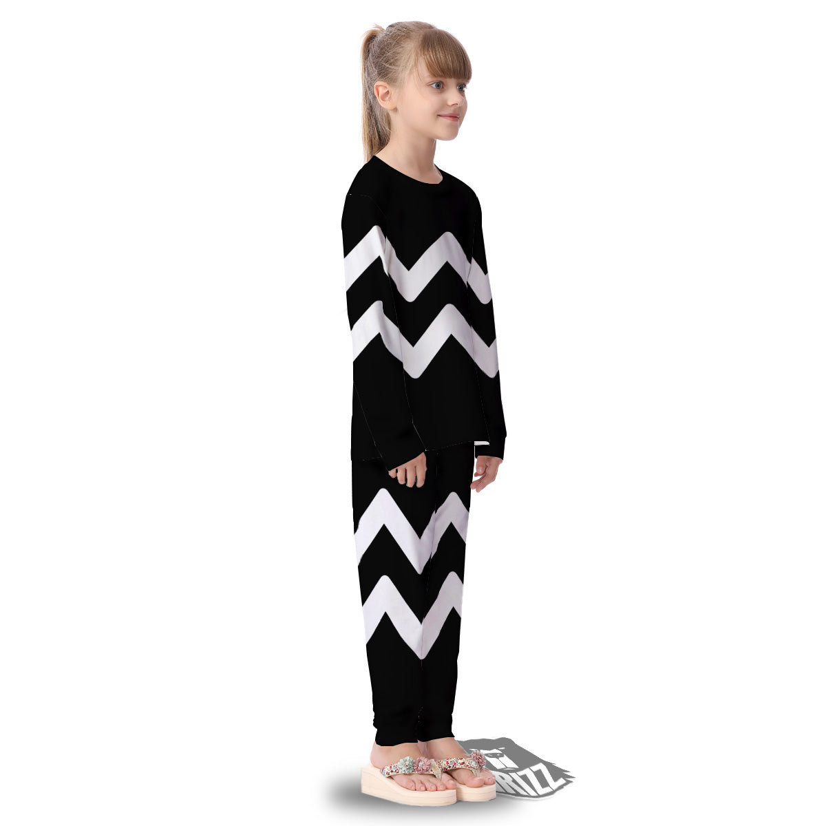 Aquarius Sign White And Black Print Kid's Pajamas-grizzshop