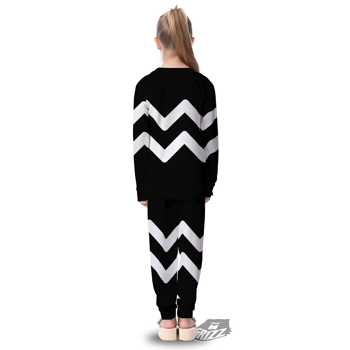 Aquarius Sign White And Black Print Kid's Pajamas-grizzshop