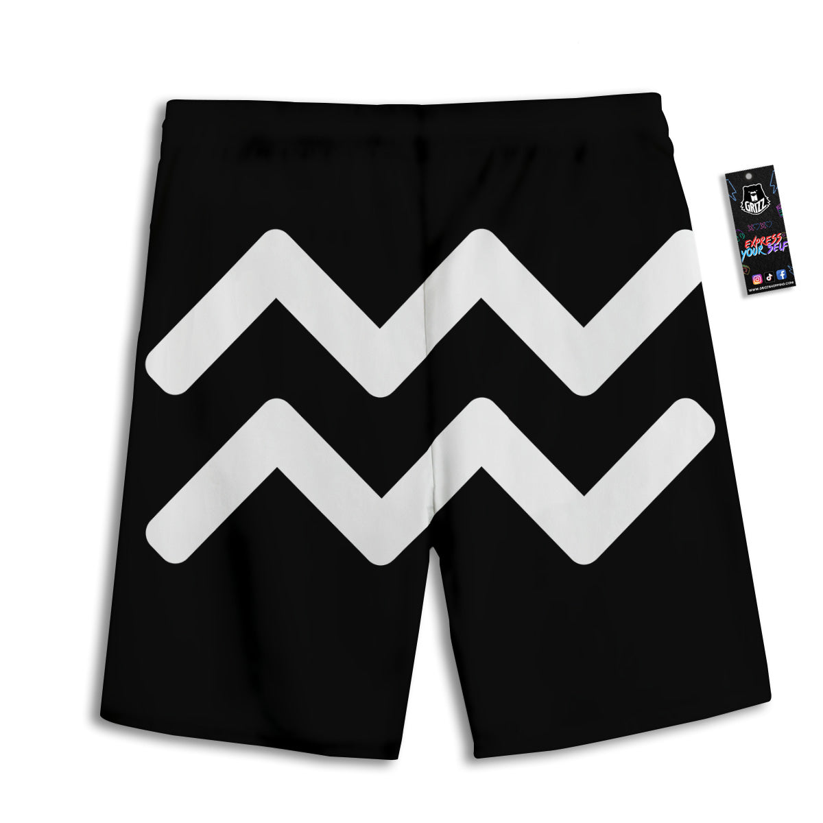 Aquarius Sign White And Black Print Men's Athletic Shorts
