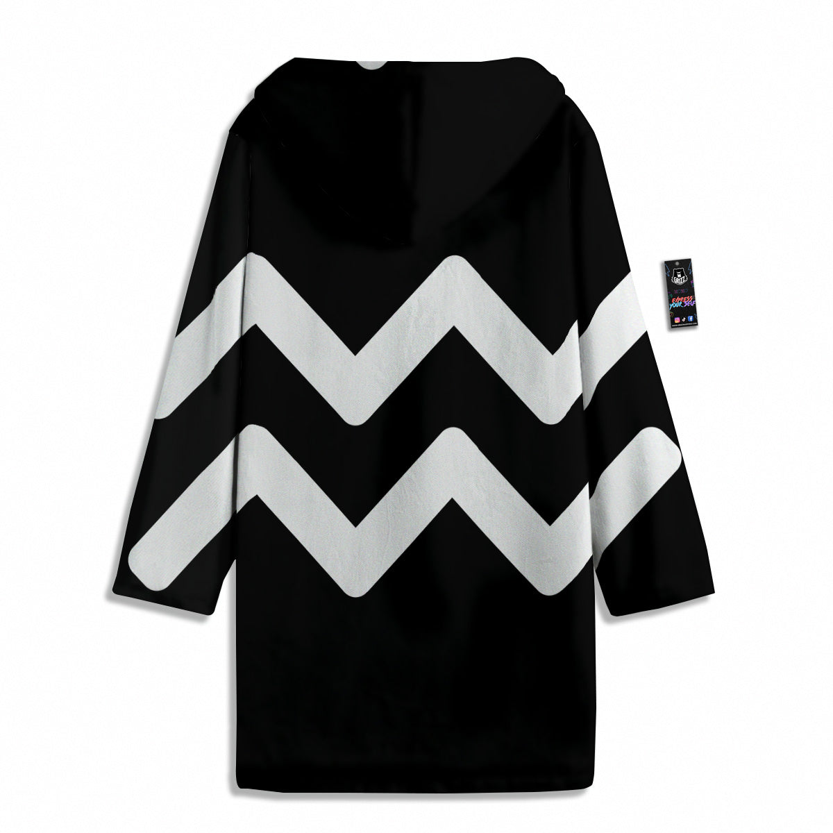 Aquarius Sign White And Black Print Men's Windbreaker Jacket-grizzshop