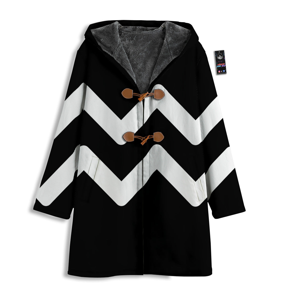 Aquarius Sign White And Black Print Men's Windbreaker Jacket-grizzshop