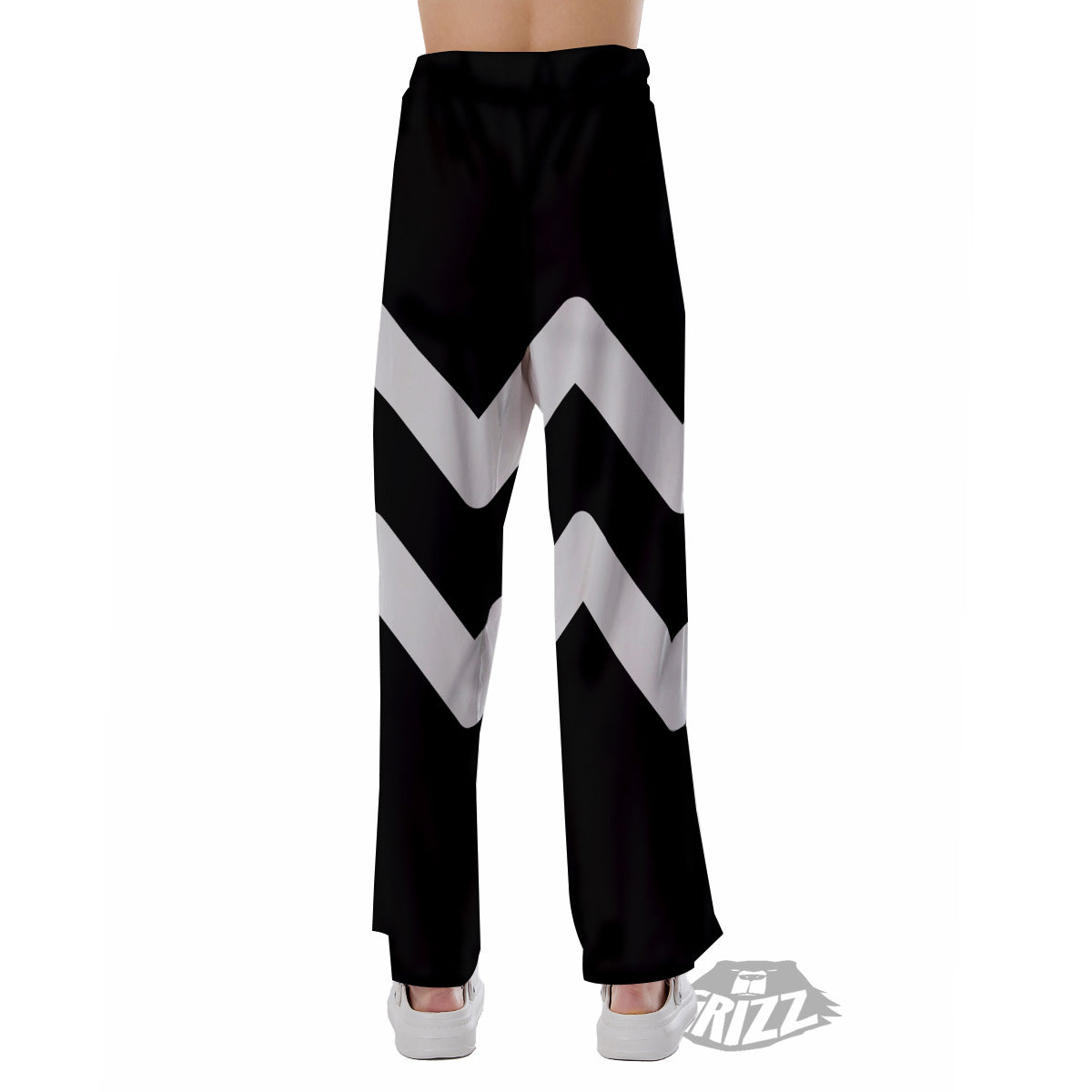 Aquarius Sign White And Black Print Pajama Pants-grizzshop
